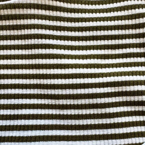 Honeycut Dance Crop Top Womens XS 0-2 Ribbed Knot Striped Olive Green White Tank - Picture 5 of 10